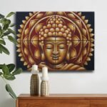 Ancient Wisdom Set of 4 Gold Buddha Mandala Brocade Detail Canvas Wall Art – 30x40cm - Image 2