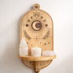 Ancient Wisdom Moon Phase & Tree Carved Wooden Arch Wall Shelf - Image 3