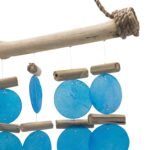 Ancient Wisdom Blue Capiz Glass Driftwood Wind Chime - Image 3
