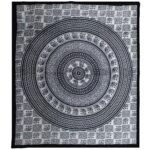 Ancient Wisdom Mono Double Cotton Bedspread + Wall Hanging – Elephant Mandala