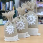 Ancient Wisdom Set of 3 White Snowflake Design Danish Pouches - Image 2