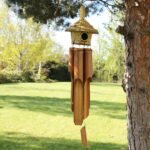 Ancient Wisdom Large Round Seagrass Bird Box with Chimes 56x20cm - Image 3