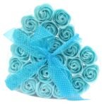 Ancient Wisdom Soap Flower 24 Blue Roses Heart Shaped Bouquet