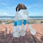 Ancient Wisdom Coconut & Capiz Blue Dolphins Wind Chime - Image 2