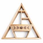 Ancient Wisdom Triangle Shaped Wooden Wall Shelf with Drawer