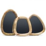 Ancient Wisdom Set of 3 Light Wood Finish Pebble Shaped Mirrors