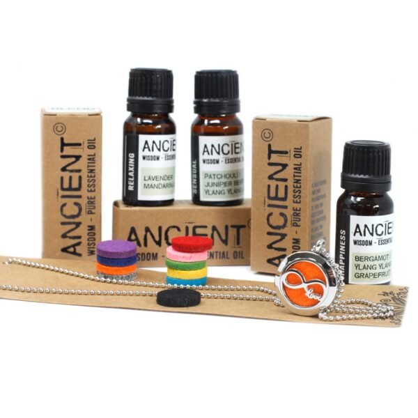 Ancient Wisdom Infinity Love Necklace Gift Set With Essential Oil Blends