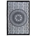 Ancient Wisdom Mono Single Cotton Bedspread + Wall Hanging – Elephant Mandala
