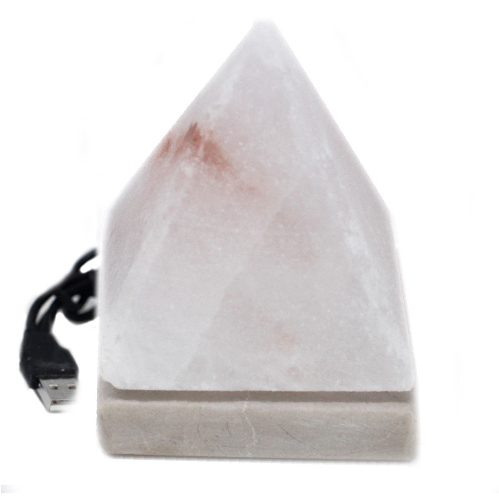 bG9jYWw6Ly9tZWRpYS9TTS8yQy82MFIzMEMxRzZNU0syQ1NNL2I1MjJlYThjLmpwZWc.jpg Ancient Wisdom White Pyramid Shaped USB Himalayan Crystal Salt Multicolour Lamp - Image 1