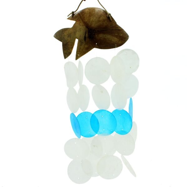 Ancient Wisdom Coconut & Capiz Blue Dolphins Wind Chime