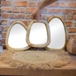 Ancient Wisdom Set of 3 Light Wood Finish Pebble Shaped Mirrors - Image 6