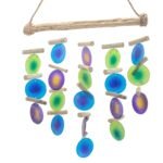 Ancient Wisdom Blue Capiz Glass Driftwood Wind Chime - Image 4