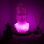 Ancient Wisdom Cherry Crackle Buddha Bust Lamp – Oval Stand - Image 2