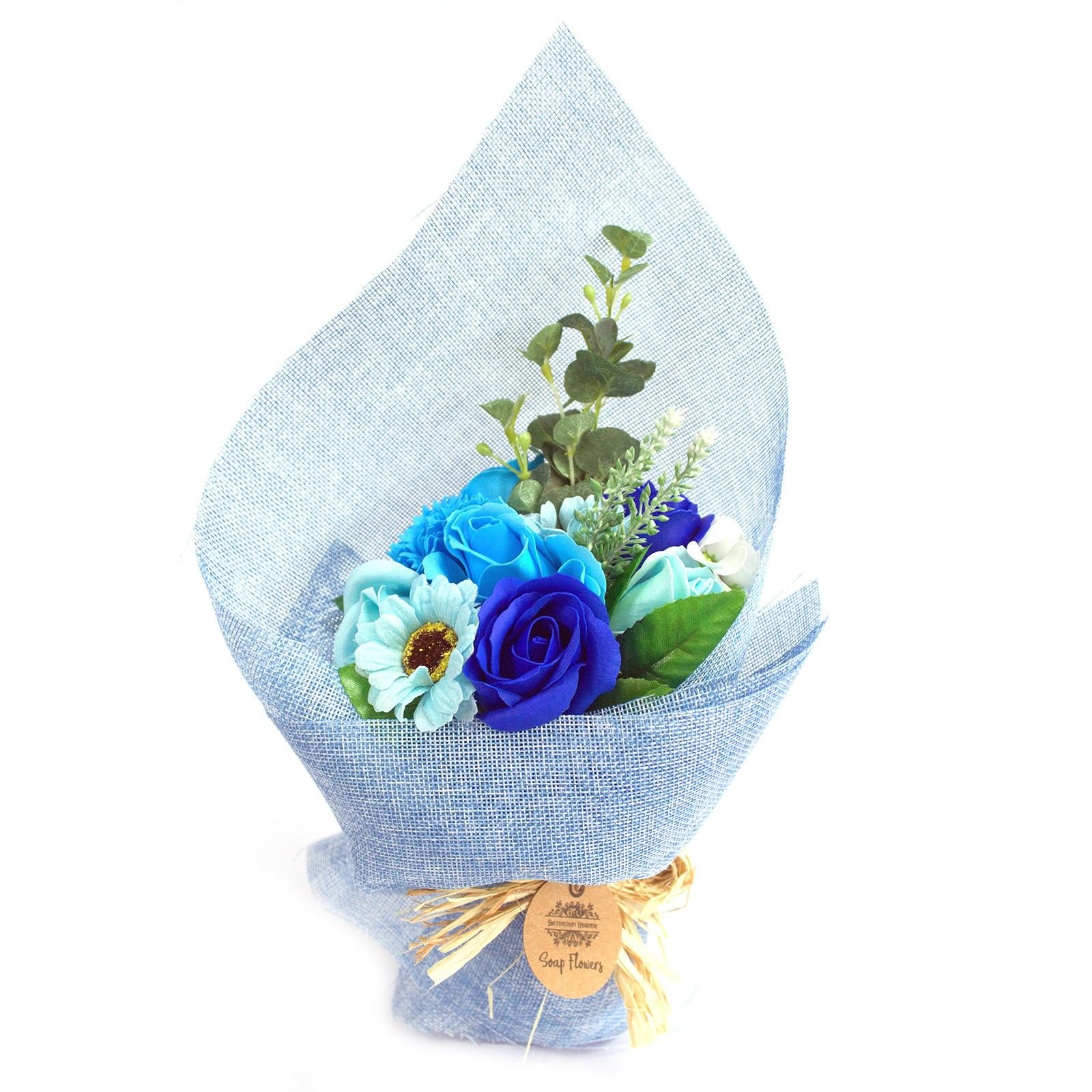 bG9jYWw6Ly9tZWRpYS9TTi9FQy82MFIzMEMxRzZHV0tFQ1NOL2E3MzkzNzMzLmpwZWc.jpg Ancient Wisdom Blue Standing Soap Flower Bouquet - Image 1