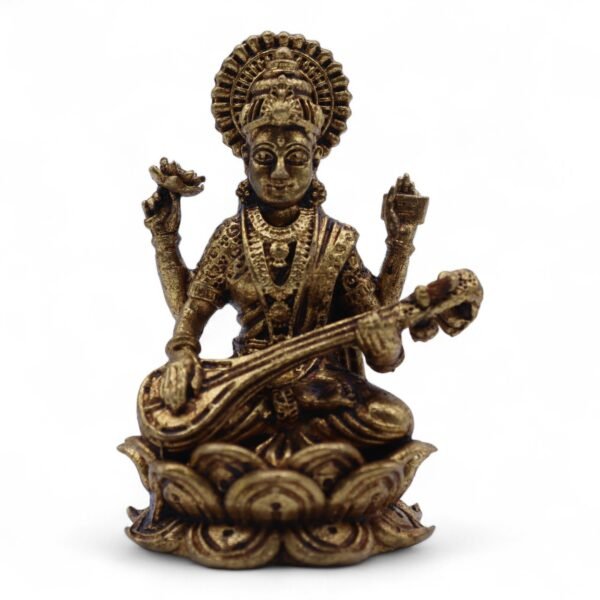 Ancient Wisdom Brass Miniature Gods – Sarswati (49mm)