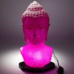 Ancient Wisdom Cherry Crackle Buddha Bust Lamp – Oval Stand - Image 3