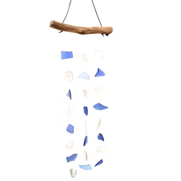 Ancient Wisdom Handcrafted Blue & White Three Drop Wind Chime