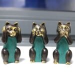 Ancient Wisdom Set of 3 See No, Hear No, Speak No Evil Brass Cats - Image 4