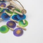 Ancient Wisdom Blue Capiz Glass Driftwood Wind Chime - Image 6