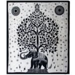 Ancient Wisdom Mono Double Cotton Bedspread + Wall Hanging – Elephant Tree