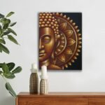 Ancient Wisdom Gold Half Buddha Mandala Canvas Wall Art – 60x80cm - Image 2