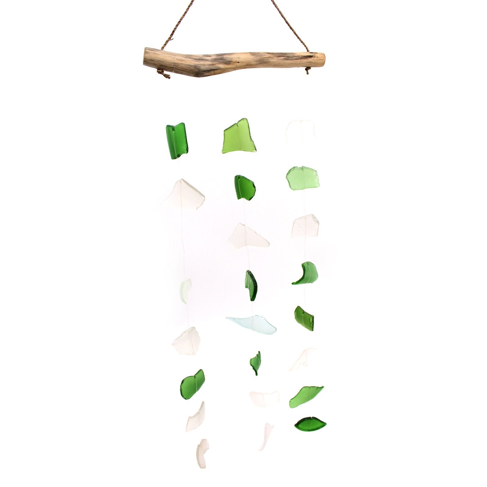 bG9jYWw6Ly9tZWRpYS9TUi9KQy82MFIzMEMxRzZSVDNKQ1NSLzc5ZWYxM2MyLmpwZWc.jpg Ancient Wisdom Handcrafted Green & White Three Drop Wind Chime - Image 1