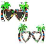 Ancient Wisdom Large Handmade Coconut Mosaic Heart Double Picture Frames