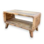 Ancient Wisdom Small Rounded Handcrafted Recycled Wood Coffee Table - Image 2