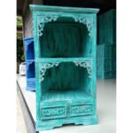 Ancient Wisdom Turquoise Wash Albasia Wood Bathroom Cabinet - Image 4