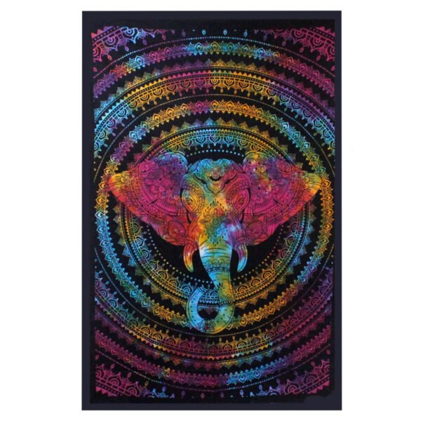 Ancient Wisdom Single Cotton Bedspread + Wall Hanging - Elephant Head