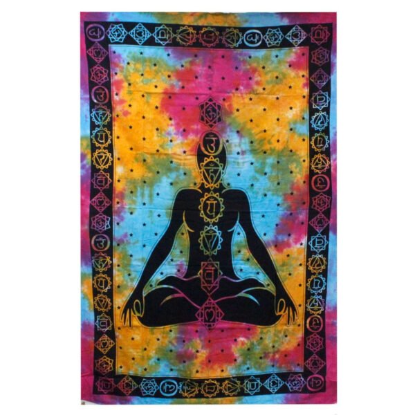 Ancient Wisdom Single Cotton Bedspread + Wall Hanging – Chakra Buddha
