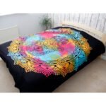 Ancient Wisdom Double Cotton Bedspread + Wall Hanging – Black Hamsa - Image 3