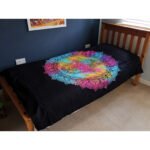 Ancient Wisdom Single Cotton Bedspread + Wall Hanging – Black Hamsa - Image 3