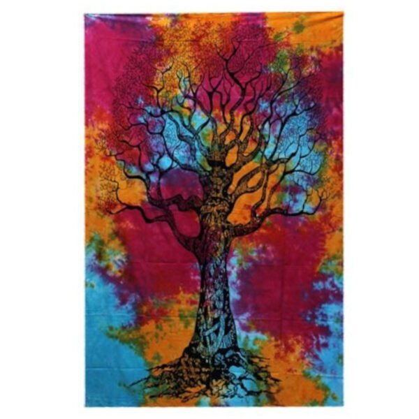 Ancient Wisdom Single Cotton Bedspread + Wall Hanging - Winter Tree