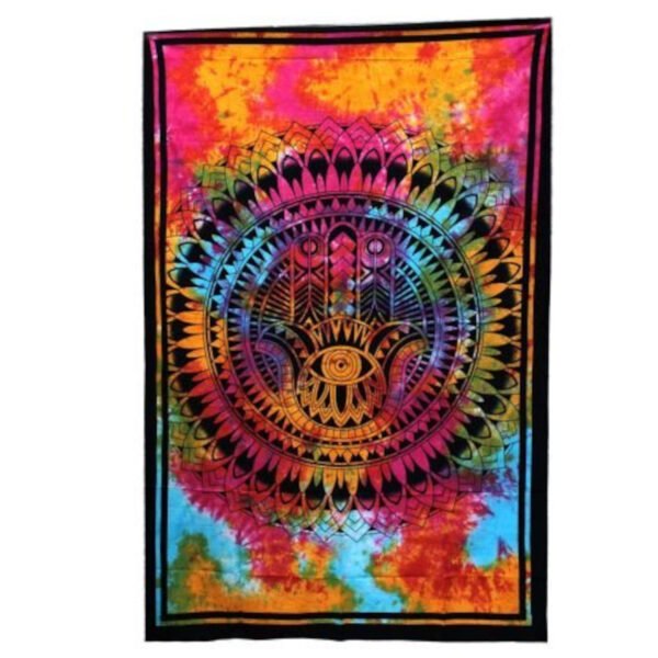 Ancient Wisdom Single Cotton Bedspread + Wall Hanging – Hamsa