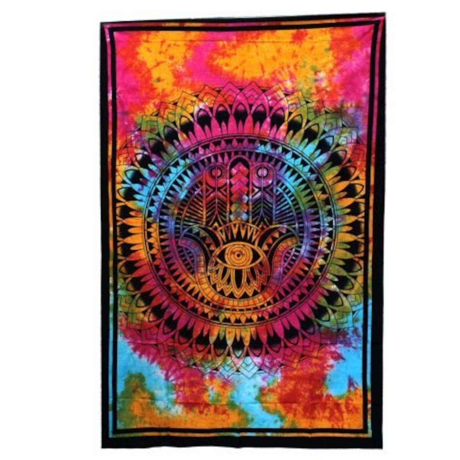 CBWH-16 Ancient Wisdom Single Cotton Bedspread + Wall Hanging – Hamsa Ancient Wisdom Single Cotton Bedspread + Wall Hanging – Hamsa - Image 1