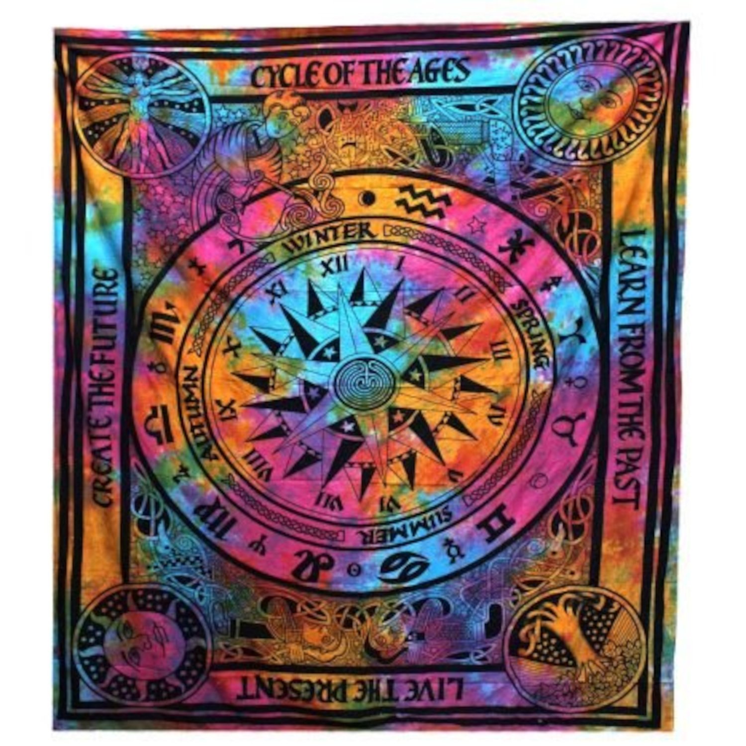 CBWH-17 Ancient Wisdom Double Cotton Bedspread + Wall Hanging – Circle of Ages Ancient Wisdom Double Cotton Bedspread + Wall Hanging – Circle of Ages - Image 1
