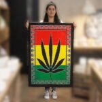 Ancient Wisdom Handcrafted Cotton Wall Art (112 x 78cm) – Herbal Leaf - Image 2