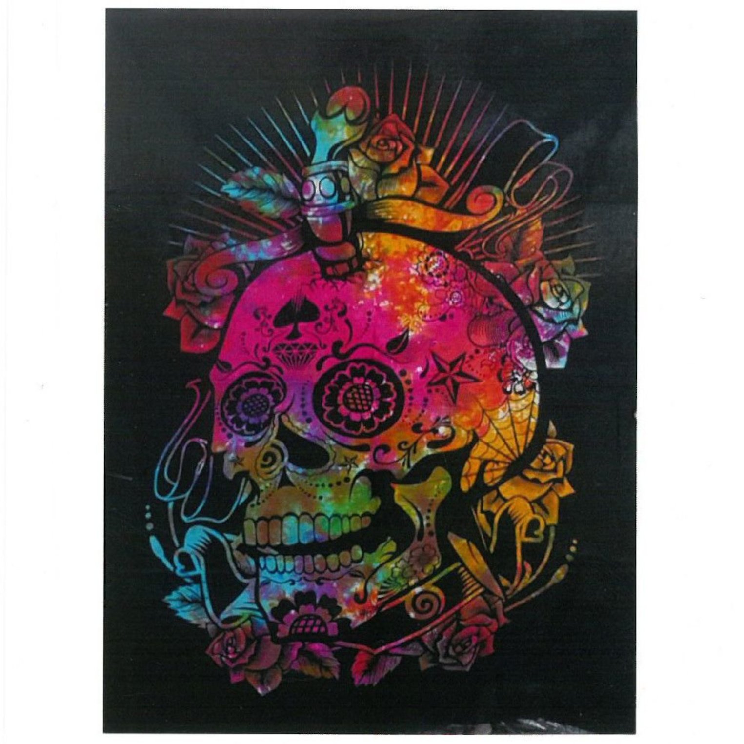 CWA-10 Ancient Wisdom Handcrafted Cotton Wall Art (112 x 78cm) – Day of the Dead Skull Ancient Wisdom Handcrafted Cotton Wall Art (112 x 78cm) – Day of the Dead Skull - Image 1