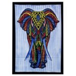 Ancient Wisdom Handbrushed Cotton Wall Art - Colourful Elephant