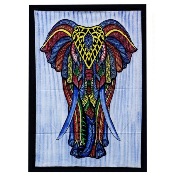 Ancient Wisdom Handbrushed Cotton Wall Art - Colourful Elephant