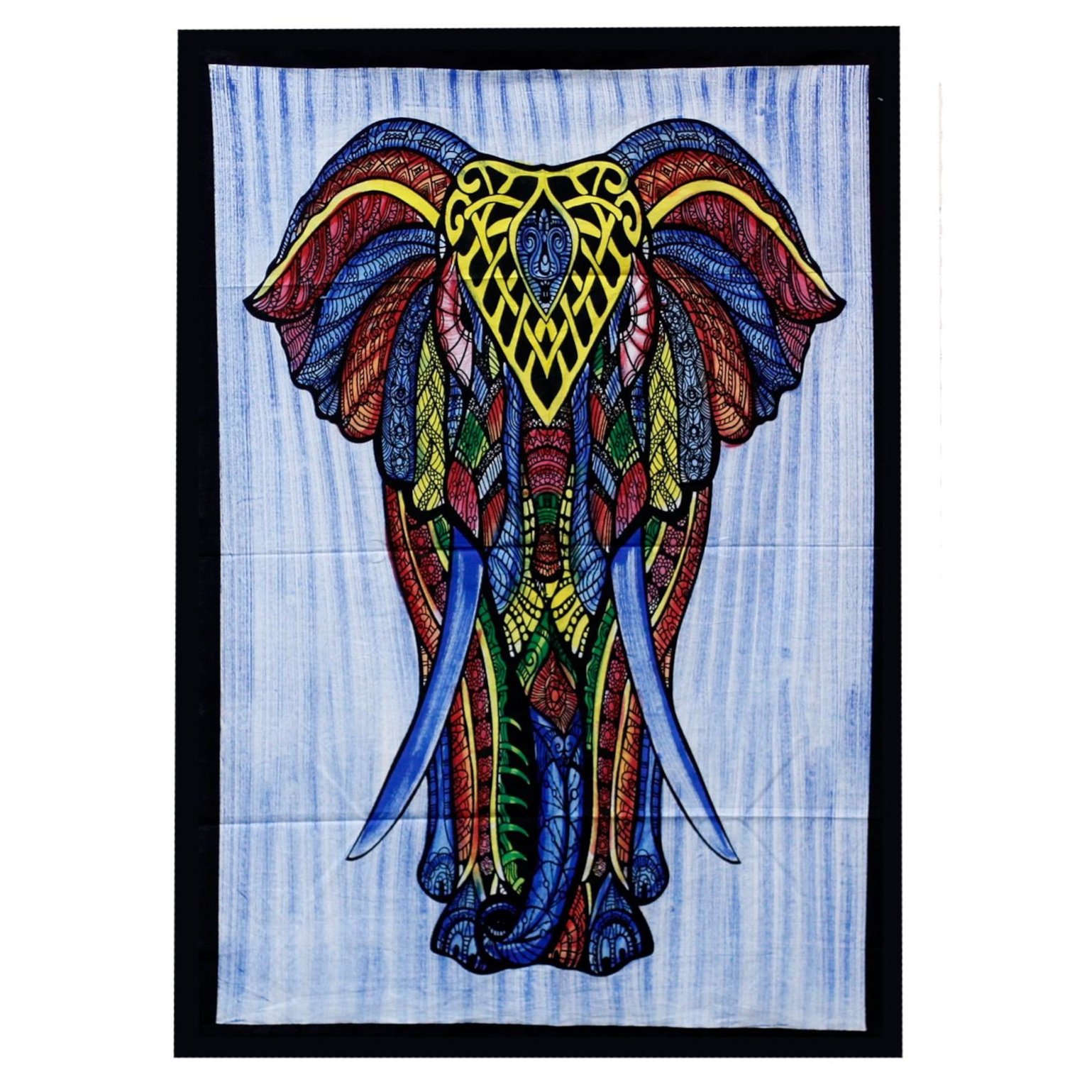 HBWA-04 Ancient Wisdom Handbrushed Cotton Wall Art - Colourful Elephant Ancient Wisdom Handbrushed Cotton Wall Art - Colourful Elephant - Image 1