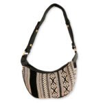 Ancient Wisdom Jacquard Grey Metro with Black Strap Hobo Bag - Image 4