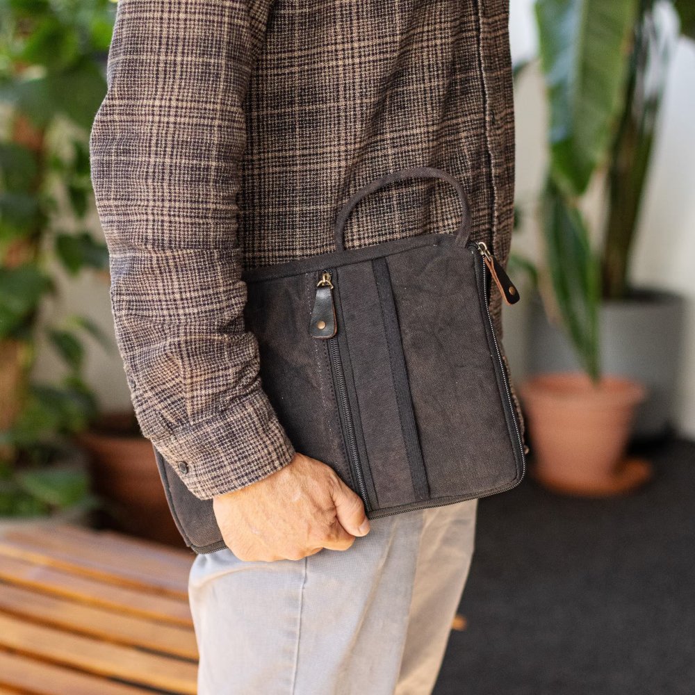 LTB-05 Hop Hare Stonewash Cotton Travel Laptop Pouch – Charcoal 3