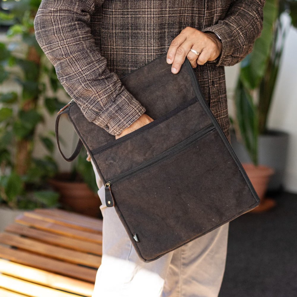 LTB-08 Hop Hare Stonewash Cotton Large Laptop Pouch - Charcoal 2