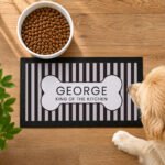 Personalised Black Stripe Pet Bowl Mat - Image 2