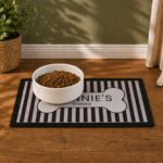 Personalised Black Stripe Pet Bowl Mat - Image 3