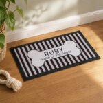 Personalised Black Stripe Pet Bowl Mat - Image 4