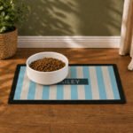 Personalised Blue Stripe Pet Bowl Mat - Image 3