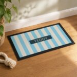Personalised Blue Stripe Pet Bowl Mat - Image 4